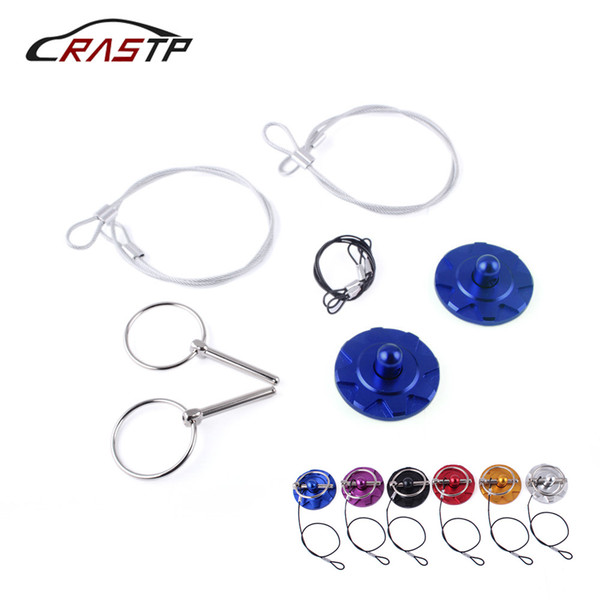 RASTP-Racing Car Aluminum Hood Lock with Quick Latch Rope Universal Hood Pins Lock Clip Kit for Engine Bonnets RS-ENL020