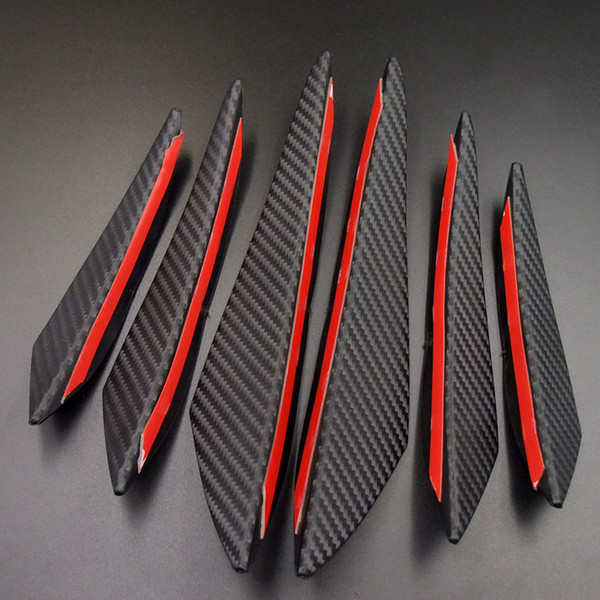 Black Carbon Fiber Car Styling Accessories Front Bumper Lip Rubber Fin Splitter Spoiler Canard Valence Sticker