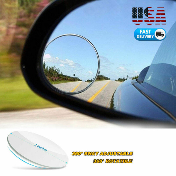 2PCS Round Blind Spot Mirror HD Glass Frameless Convex Rear View Mirror 360°