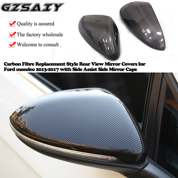 Carbon Fibre Replacement Style Rear View Mirror Covers for Ford mondeo 2013-2017 with Side Assist Side Mirror Caps