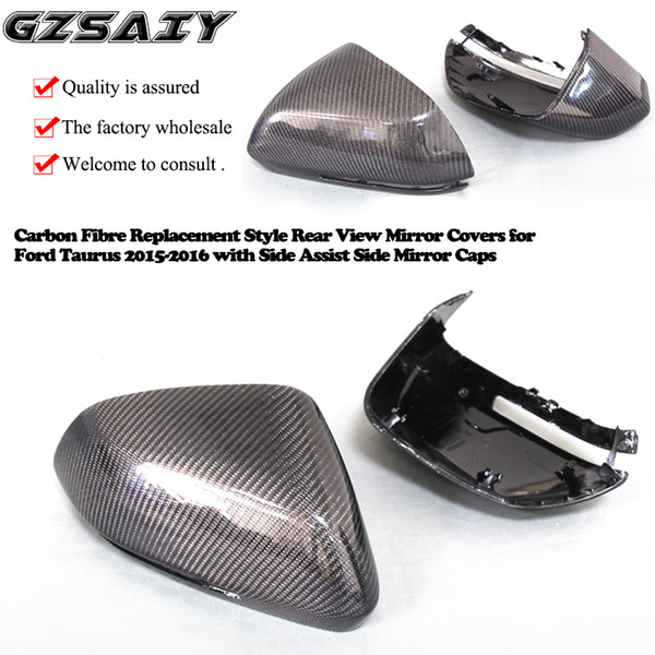 Carbon Fibre Replacement Style Rear View Mirror Covers for Ford Taurus 2015-2016 with Side Assist Side Mirror Caps