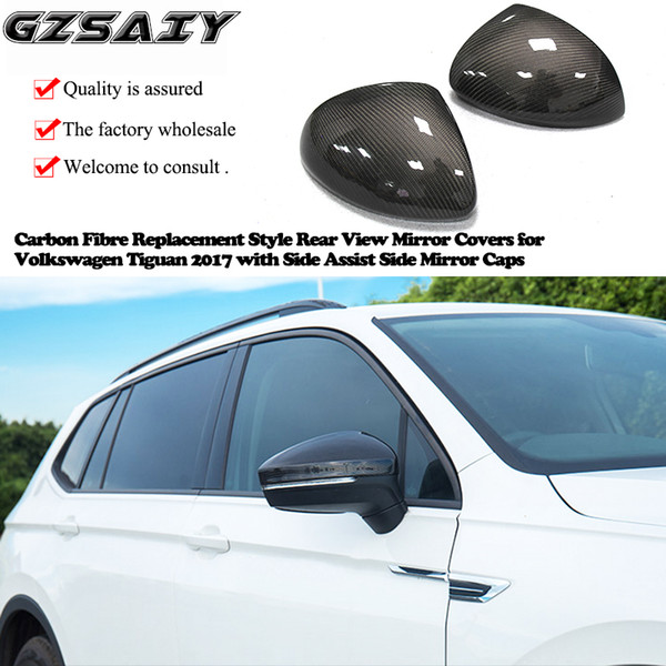 Carbon Fibre Replacement Style Rear View Mirror Covers for Volkswagen Tiguan 2017 with Side Assist Side Mirror Caps