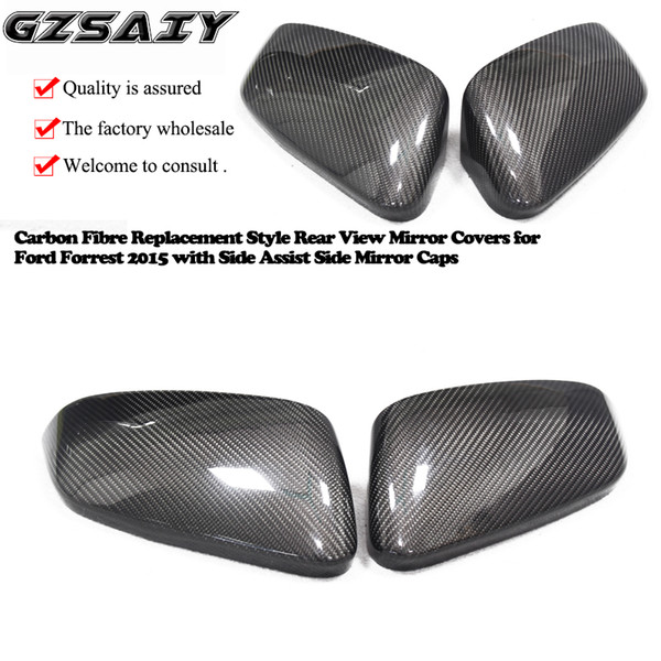 Carbon Fibre Replacement Style Rear View Mirror Covers for Ford Forrest 2015 with Side Assist Side Mirror Caps