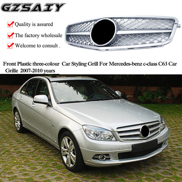 Factory production and wholesale car Front Plastic three-colour Car Styling Grill For Mercedes-benz c-class C63 Car Grille  2007-2011 years