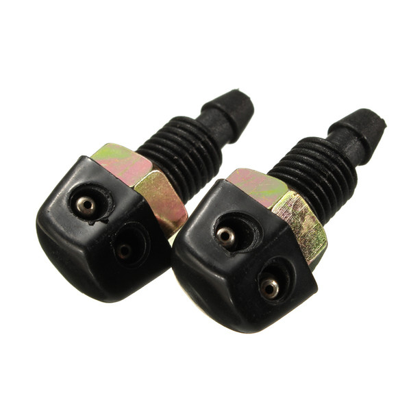 Car Vehicle Front Windshield Washer Sprayer Nozzle Plastic Black 2 pcs Universal