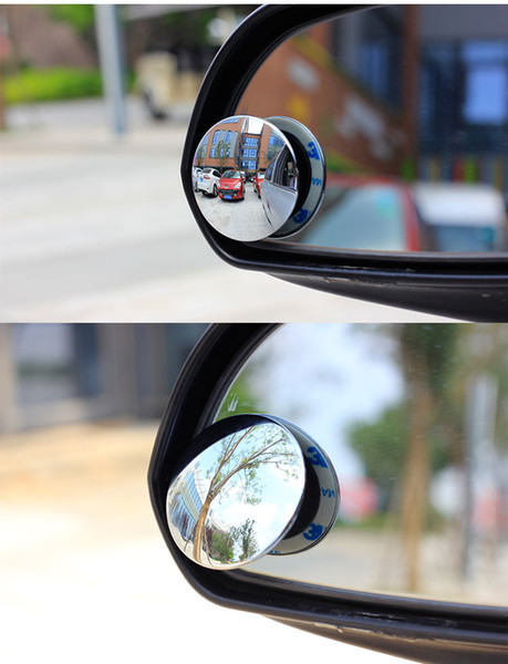 2PCS Car Rear view mirror small round mirror Blind spot mirror Wide-angle lens 360 Degrees adjustable Rear view auxiliary