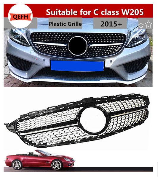 C Class W205 C63 Diamond Grille Without Centre Logo Suitable for Mercedes-Benz C450 250 180 C200 C220 C63 2015+ Sports Edition