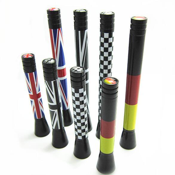 New 3/4.2 Union Jack UK Flag Germany Flag Carbon Fiber Grid Car Antenna For Mini Cooper