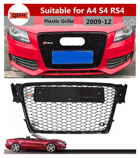 RS4-Styling A4 B8 Grill Vehicle Grilles ABS Black Painted Front Honey Mesh Grille for Audi A4 S4 RS4 B8 Sedan/Coupe/Convertible 2009-2012