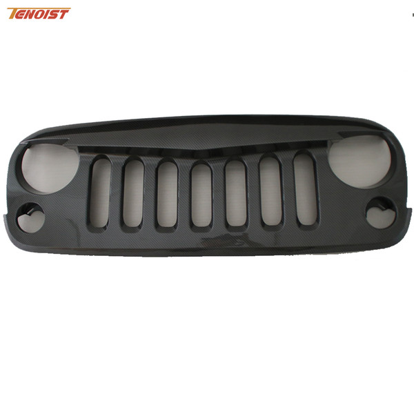 Car Styling New Carbon Fiber ABS Carbon Fiber Front Racing grille trims Black for Jeep Wrangler 2007-2015