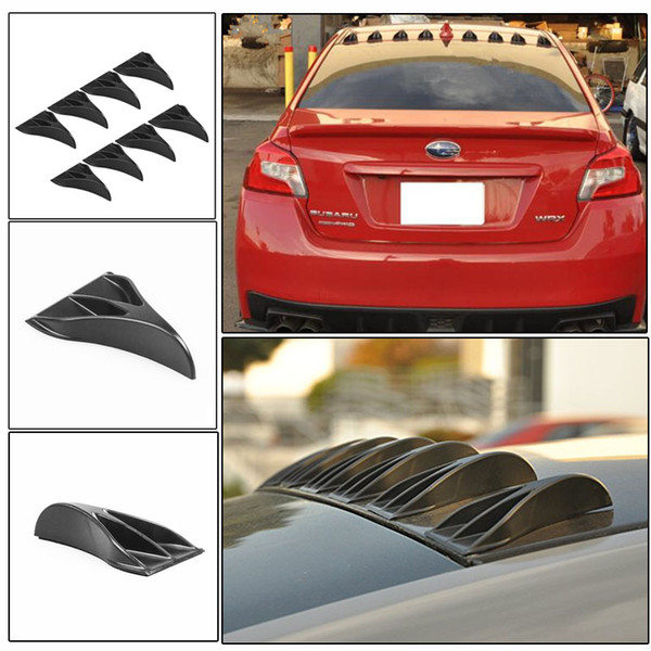 8 pcs Carbon Fiber Look Universal Vortex Generators Roof Shark Fins Spoiler Wing Kit Black for Car Truck SUV