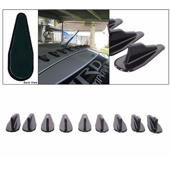 EVO-Style PP Rear Roof Shark Fins Spoiler Wing Kit Vortex Generator Universal For Auto SUV Jeep Black