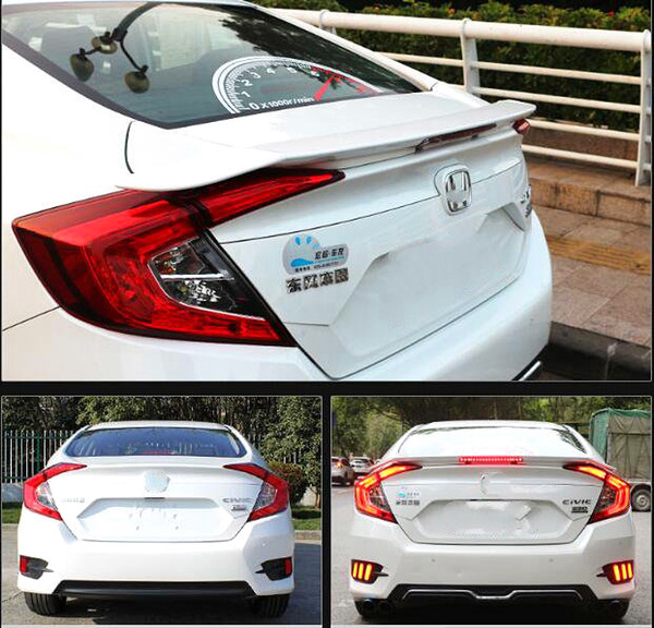 High quality Stronger ABS material with color paint rear wing Spoiler for Honda Civic 2016-2018, install by 3M