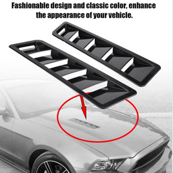 2PCS Car Hood Vent Louver Air Cooling Panel Trim Black ABS Plastic Universal