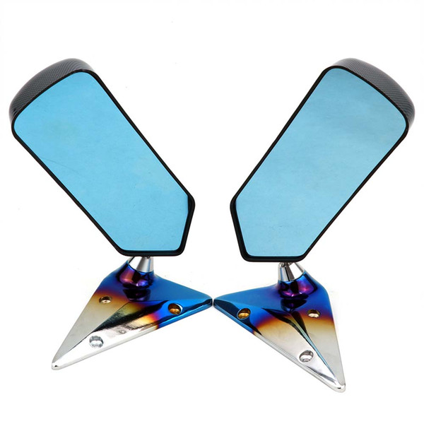 JDM Style Racing Car F1 Style Carbon Fiber Look Side Rearview Mirror Blue Fender Mirror for Universal Car