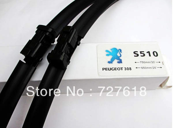 For PEUGEOT 308: 1 Pair car wiper blades FREE SHIPPING! (soft silicone Rubber WindShield Wiper Blade Wiper Arm)