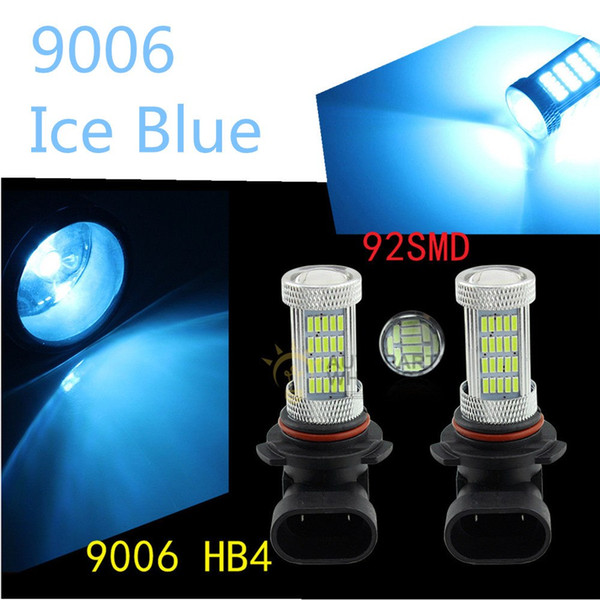 2X Ice Blue 9006 92 SMD HB4 8000K Car Fog Driving DRL LED Bulbs Lamp Light