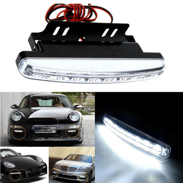 2pc 8LED 12V 6000K White Auto LED Daytime Running Light Car LED Signal Light White Fog Light