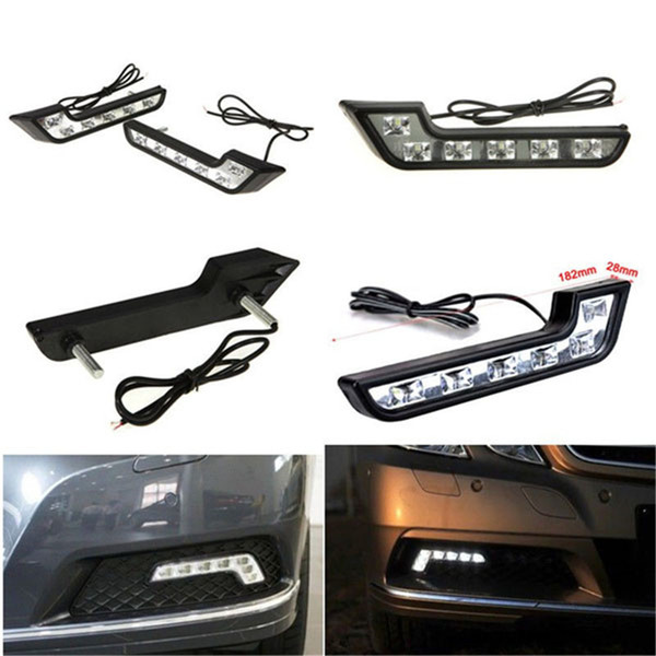 2PCS 6 LED Universal Car Auto Driving Lamp Fog 12V DRL Daytime Running Light White