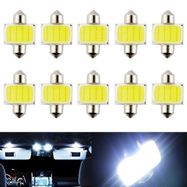 10pcs/set FESTOON COB 12 Chips White Color Car LED Bulbs Automobile Lamp Interior Dome Light DC 12V 31/36/39/41mm Reading Light