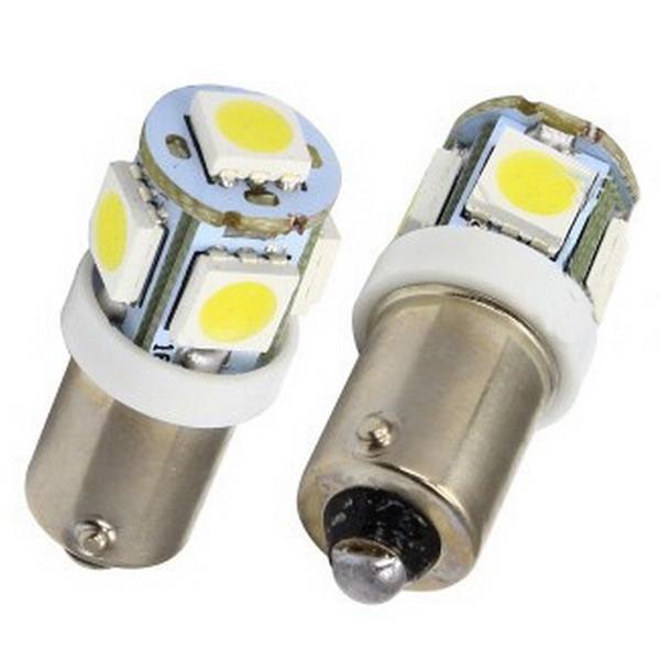 2x White Light Super Bright 12V T11 BA9S 5050 SMD 5-LED Car Light Bulb Lamp M00104