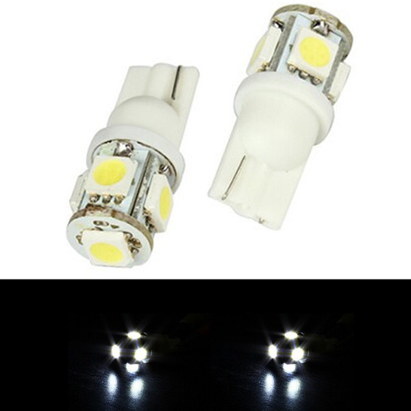 2Pc 6000K White/Red Light T10 Interior/License Plate SMD Xenon Light Bulb 5-LED M00018