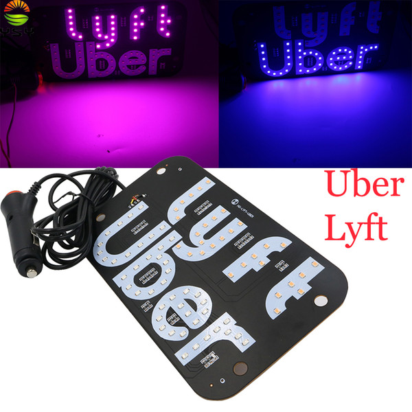 YSY 1pcs NEW Uber Lyft LED Sign taxi panel LED Light Logo Decal Stickers Hook on Car Window DC12V Dropshipping Blue Pink