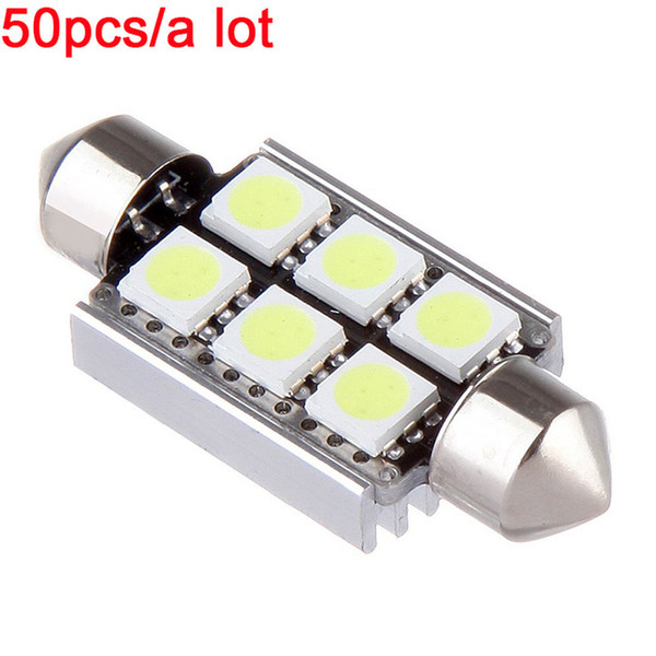 YSY 50pcs high quality automotive room light c5w festoon led bulb 36mm 39mm 42mm c5w 5050 6smd DC 12V auto canbus led light