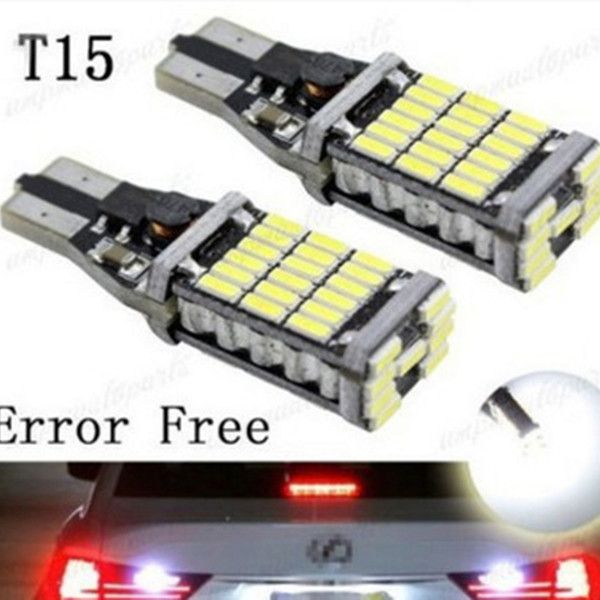 YSY 10pcs/lot T15 921 W16W 45SMD 4014 LED Auto Lamp CANBUS NO ERROR Backup Reverse Side Marker Light White/Red/Amber DC12V