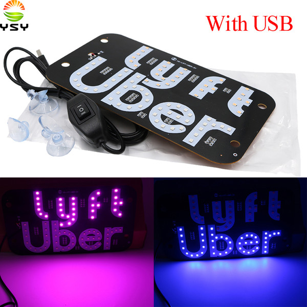 YSY 1X NEW model Uber +Lyft With USB Led Car Windscreen Cab indicator Lamp Sign Blue LED Windshield Taxi Light Lamp 5V