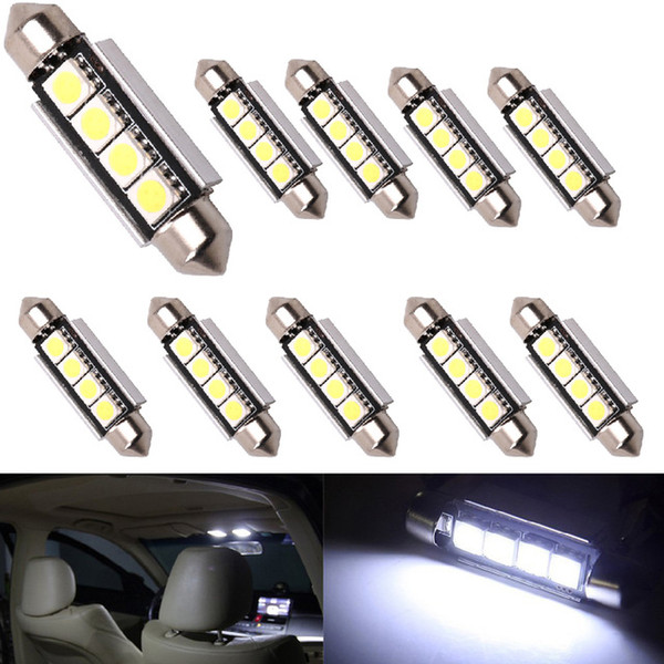 Y 10X 36mm 39mm 42mm C5W 4 SMD 5050 LED 4smd CANBUS Error Free Car License Plate lights Interior Bulb Dome Festoon Lamp 12V