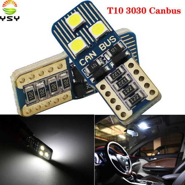 YSY 10X T10 W5W 3030 Chips LED Car Parking Light Source Canbus No Error Auto Reading Dome Lamp Wedge Tail Side Bulb white