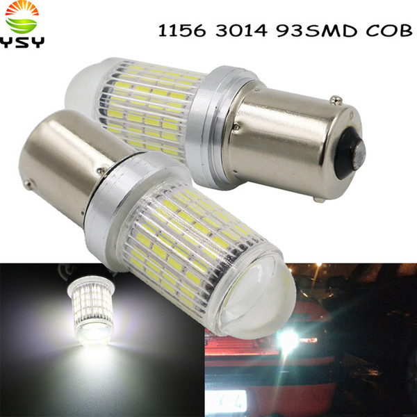 YSY 2pcs NEW Car styling 1156 BA15S 93 SMD 3014 P21W LED car Auto DRL Tail Side Indicator Lamp Brake Lights Bulb Auto White