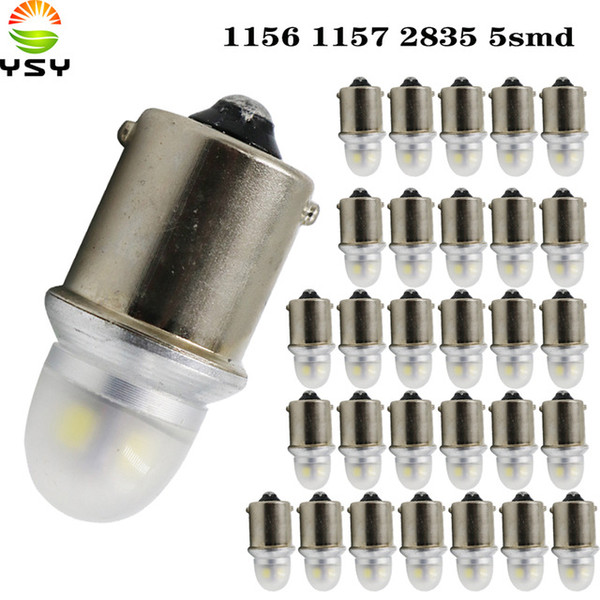 YSY 30pcs S25 1156 BA15S P21W BAU15S PY21W 1157 BAY15D P21/5W 2835 5 SMD LED Turn Signal Light Car Styling White DC12V