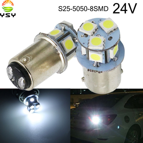 YSY 100pcs p21w 1156 1157 BA15S BAY15D 5050 8 Smd Bulbs For Car Turn Signal Lights Brake lamp auto Bulb LED White 24V