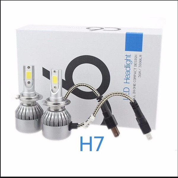 Yushuangyi 2Pcs H7 COB S6 Auto Car Headlight 72W 8000LM High Low Beam Bulb All In One Automobile Lamp 6500K 12V