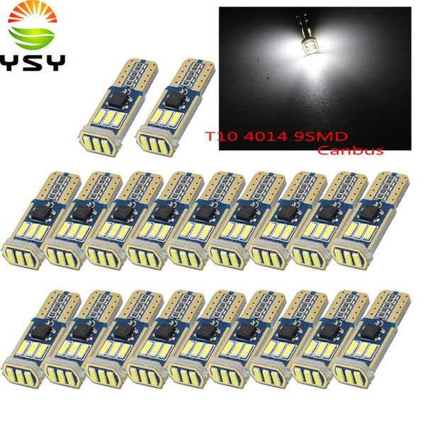 YSY 500X T10 W5W LED Canbus Light White No Error 4014 9 SMD Bulbs Car Wedge Lamp Turn Signal Light License Plate Lamp