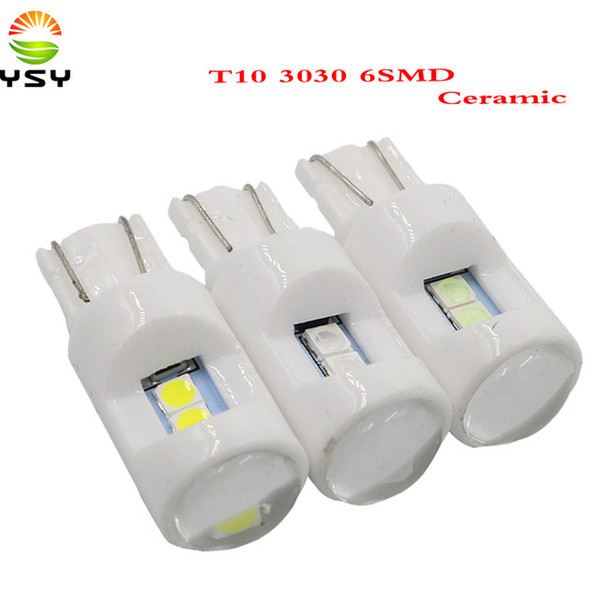 YSY 30X Ceramic Car Interior LED T10 3030 6SMD W5W 168 Wedge Door Instrument Side Bulb Lamp Car Light Plate Light pink 12V