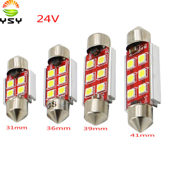 YSY 10pcs 31mm 36mm 39mm 41mm C5W C10W CANBUS Error Free Auto Festoon SMD 3030 LED Car Interior Dome Lamp Reading Bulb White 24V