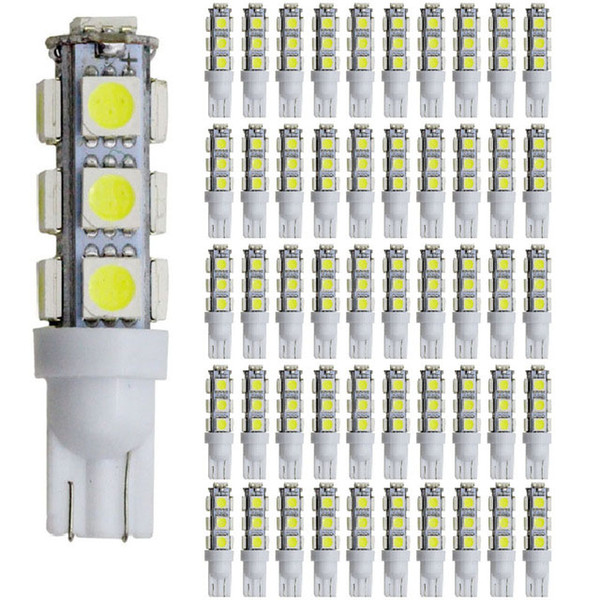 YSY Wholesale 50 Pieces 13SMD T10 5050 Dome Index Vehicle Auto SUV Car LED Lamp Bulbs Wedge White Light DC12V Side Light Bulb