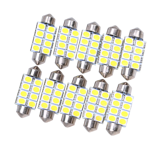 YSY 100X 41mm 5050 8SMD White Car Interior Festoon Dome LED Light Bulbs Roof Lamp Reading DC12V