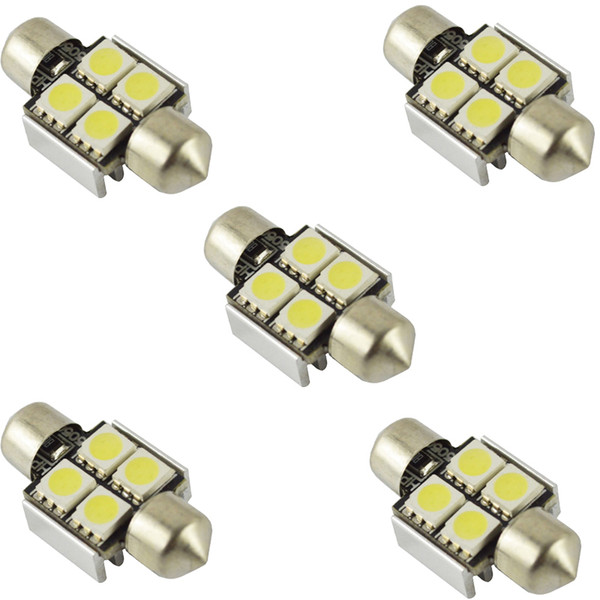 YSY 10pcs/lot White Error free Light 31mm 5050 4SMD DC 12V Festoon Dome Light LED Bulbs 6411 6418 C5W 3021 DE3021