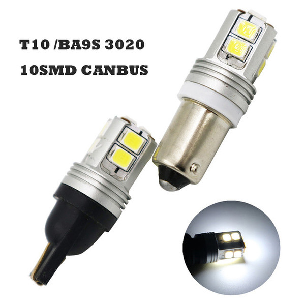 YSY 10pcs 4W Canbus Error free W5W LED T10 BA9S 1895 64111 3020 10SMD Car LED Interior Light Clearance Bulbs Backup Reverse Lamp