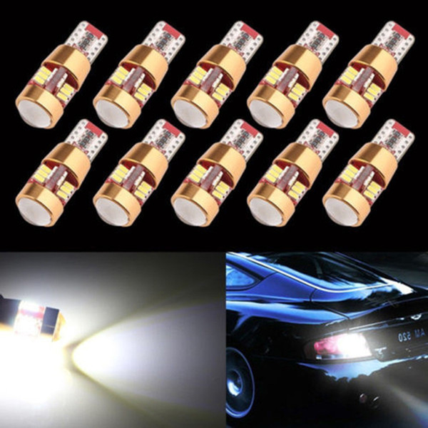 YSY 10Pcs/lot Canbus Error Free T10 W5W LED Light Bulb Lamp 3014 27SMD with len can bus led lights can bus cars white