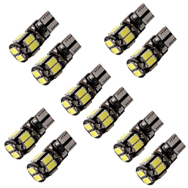 YSY 50pcs High power T10 w5w led car light t10 10smd 5630 5w5 12v t10 white car bulb Lamp interior light