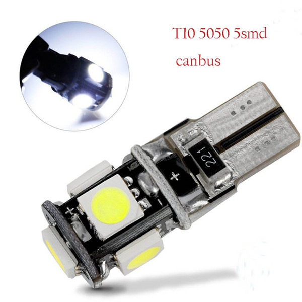 100PCS T10 5SMD 5050 led Canbus Error Free Car Lights W5W 194 5SMD LIGHT BULBS ERROR White