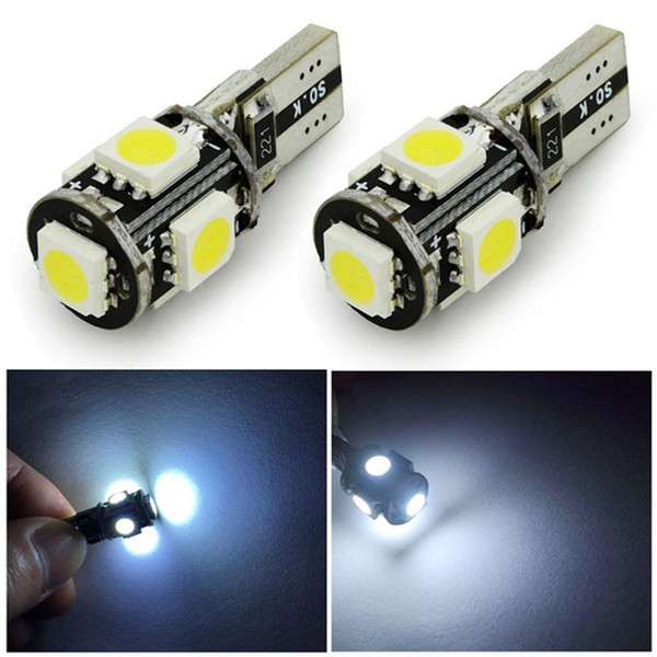 20pcs T10 5050 5SMD T10 5 smd 5050 5led Canbus Error Free Car Lights W5W 194 5SMD LIGHT BULBS NO OBC ERROR White