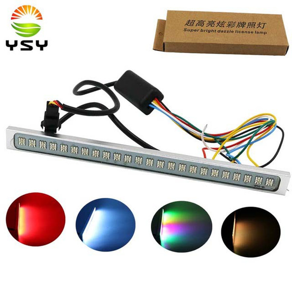 Y 1X NEW Car Width Lamp Turn Signal Light LED Tail Light Bar Flashing License Plate Light 24 LED RGB Auto Rear Braking Lamp 12V