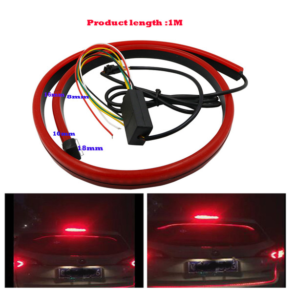 Y 1set New Flowing Flashing Car Third Brake Light LED Light Strip Rear Tail High Mount Stop Lamp 12V Signal Safety Warning Light