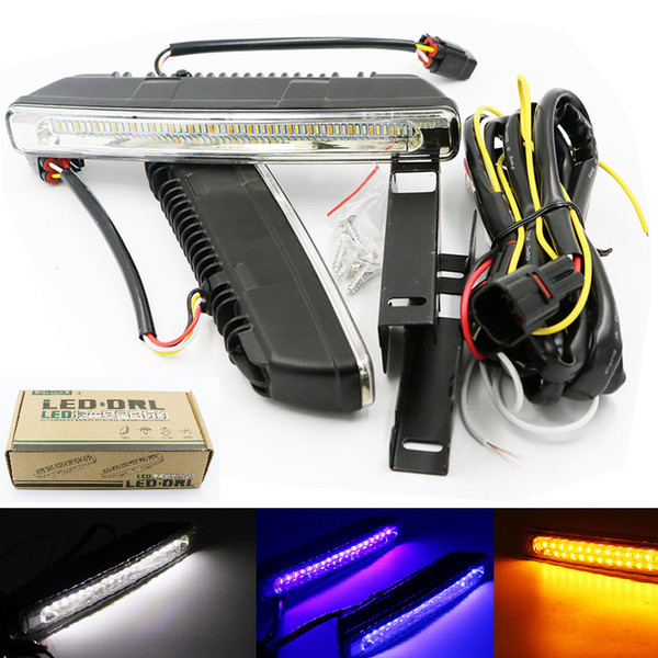 YSY 1set LED 54SMD 4014 Daytime Running Light Waterproof DRL Auto Driving External Light White Blue Amber Turn Signal